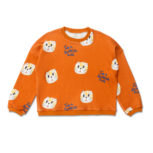 Wander & Wonder 100%有機棉大學T -蘇格蘭摺耳貓  3-4Y & 5-6Y (各最後一件)