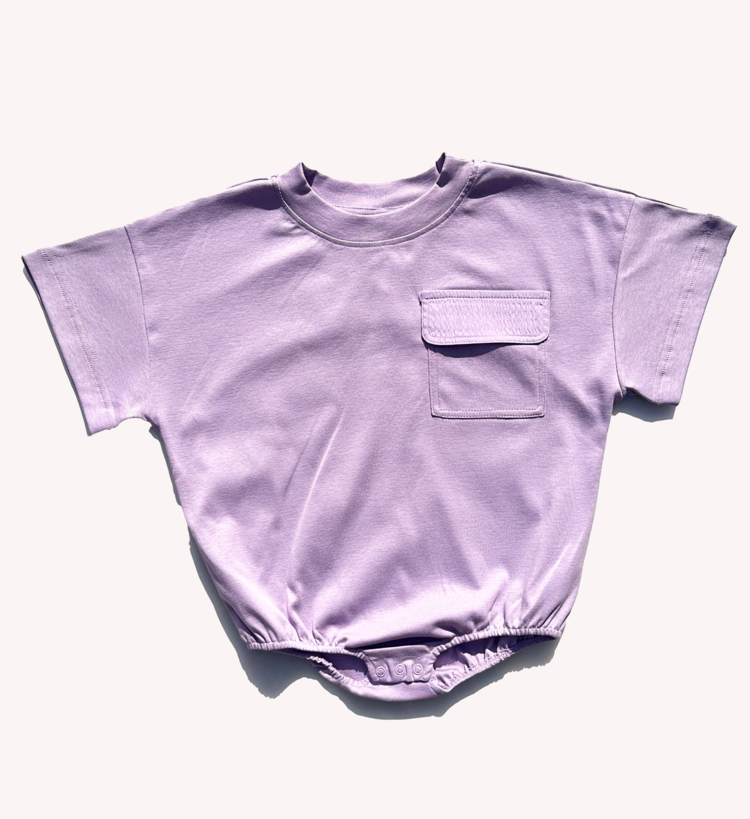 Studio Koter 有機棉短袖包屁衣 frankie romper- lilac ❘ 12-18M
