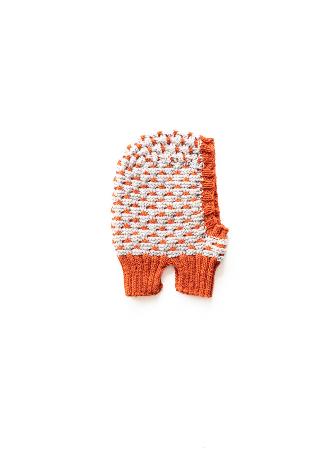 Bieq 100%美麗諾羊毛頭套帽 ORANGE/OFF WHITE (2-4Y & 4-6Y)