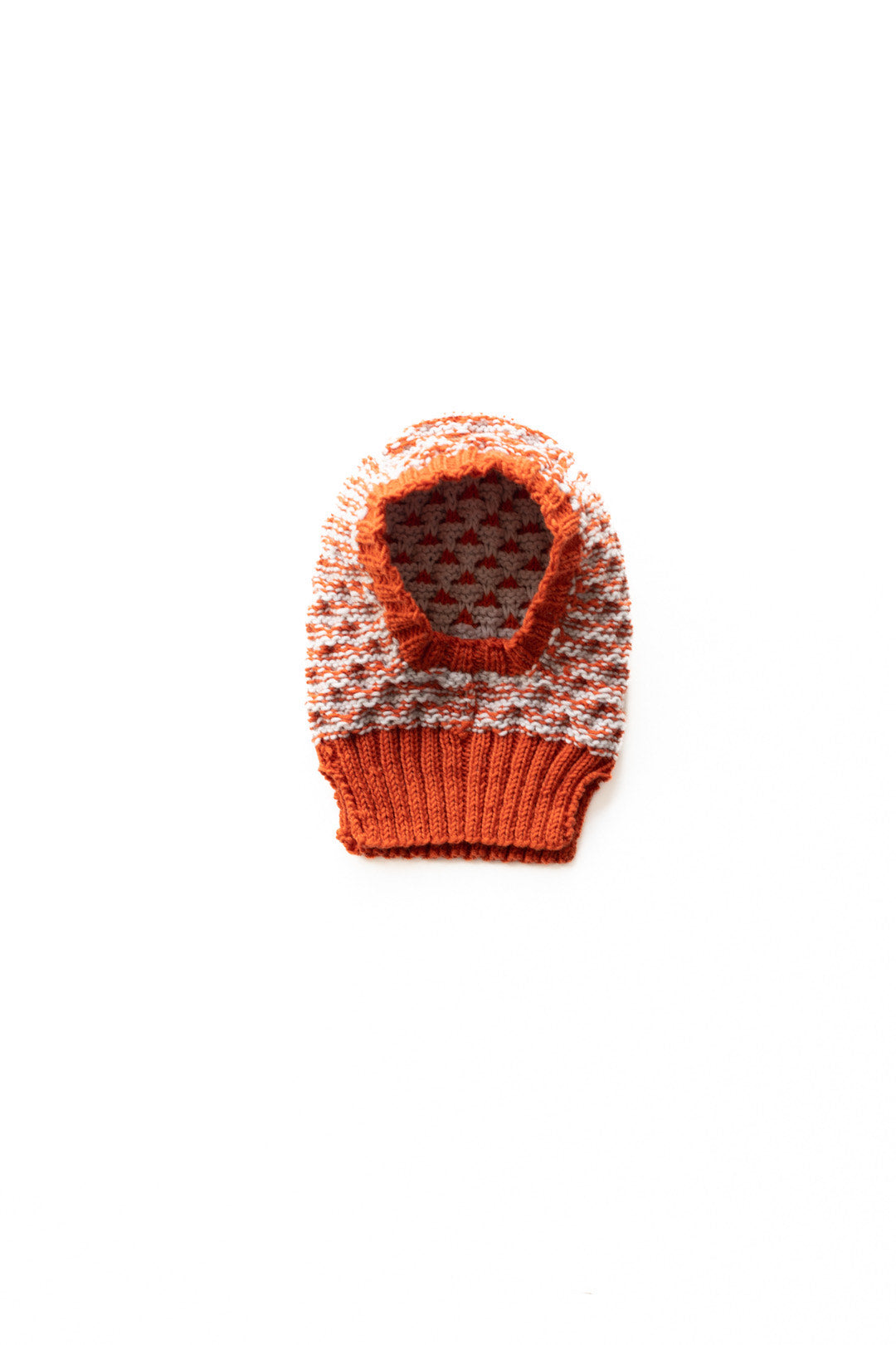 Bieq 100%美麗諾羊毛頭套帽 ORANGE/OFF WHITE (2-4Y & 4-6Y)