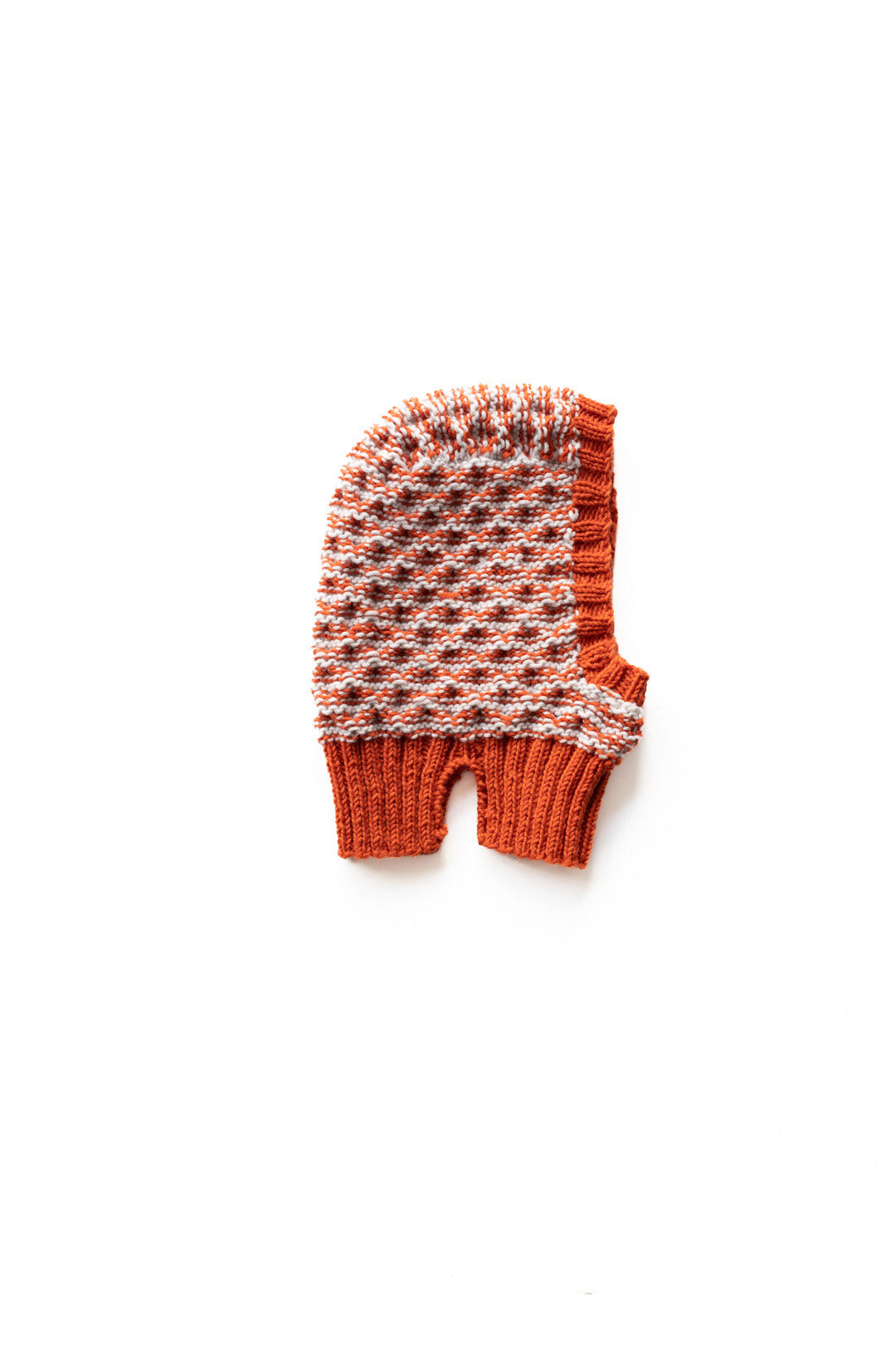 Bieq 100%美麗諾羊毛頭套帽 ORANGE/OFF WHITE (2-4Y & 4-6Y)
