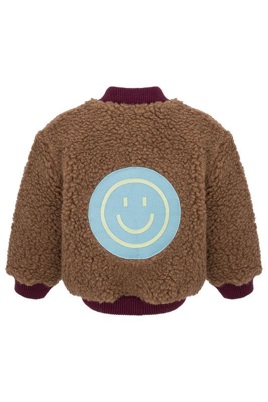 Happymess 100%美麗諾羊毛夾克外套 - teddy brown 3-4Y (最後一件)