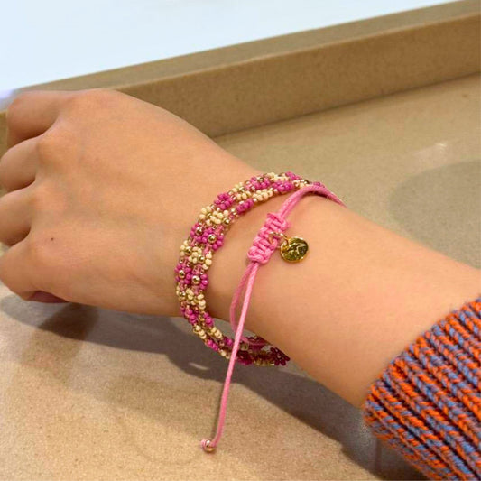 Jenest 花朵項鍊 Soft Yellow Fuchsia Pink ❘ 尺寸可自行調整 (約適合5Y+/ 成人可戴)