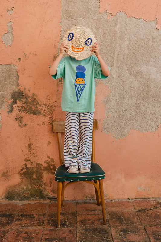 Lotiekids 100% 有機棉夏日冰淇淋寬版短袖T-shirt  8-9Y (最後一件)