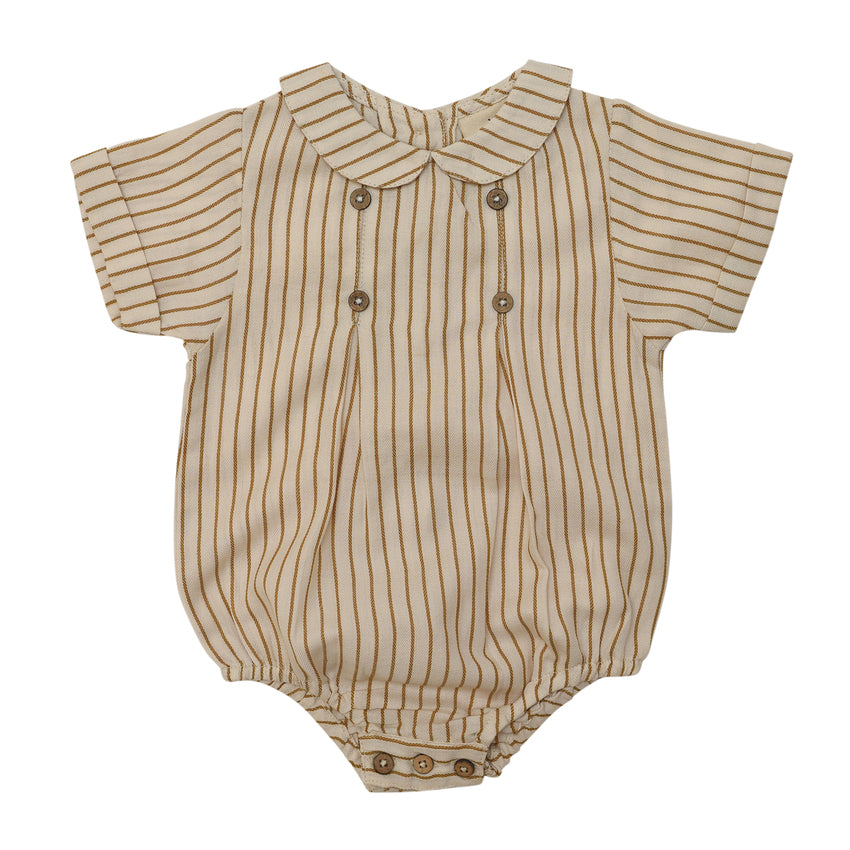 Lililotte 100%有機棉短袖條紋連身包屁衣 9-12M & 12-18M (各最後一件)