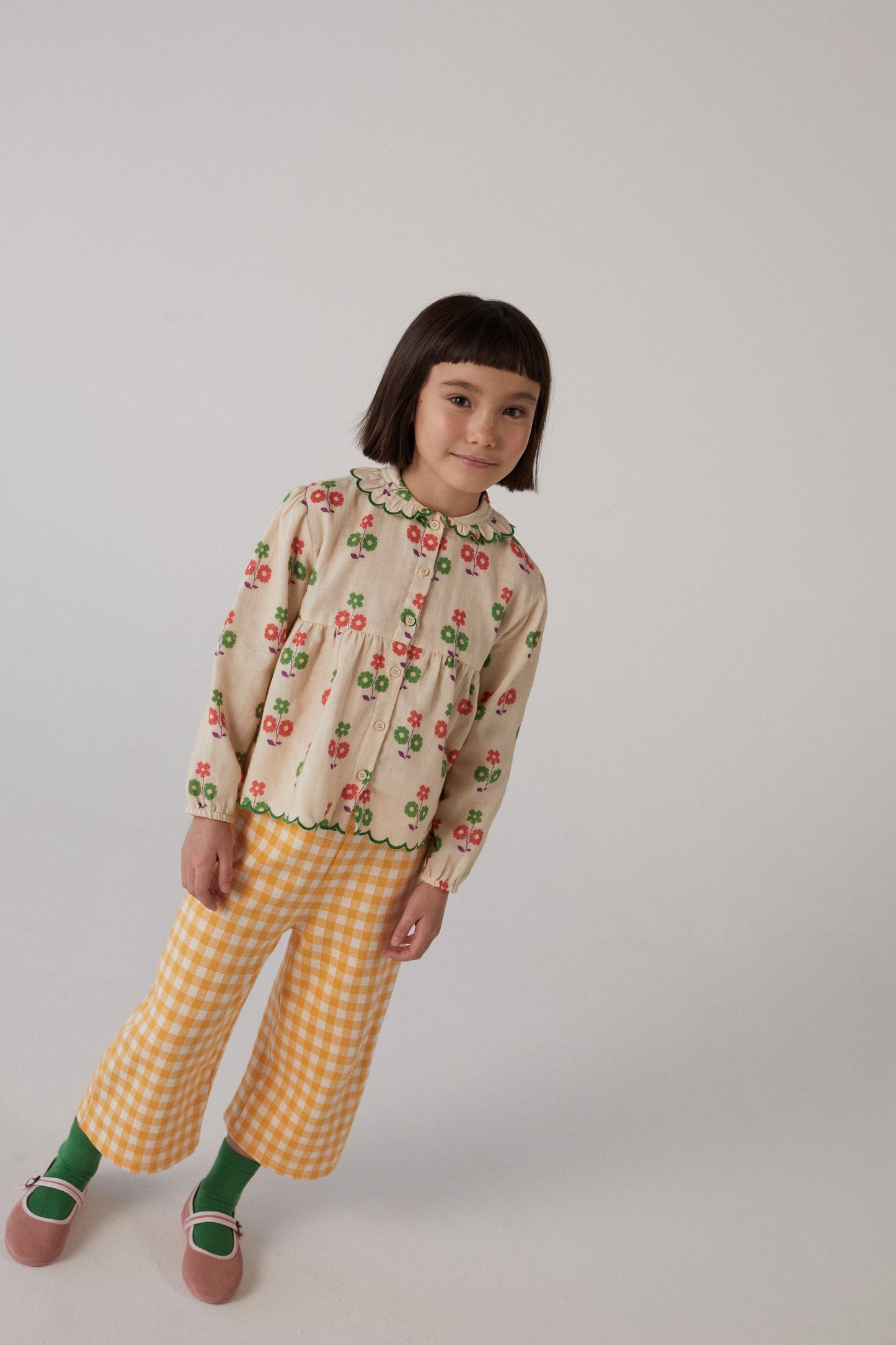 Hello Simone 黃色格紋長褲 (3Y&4Y)