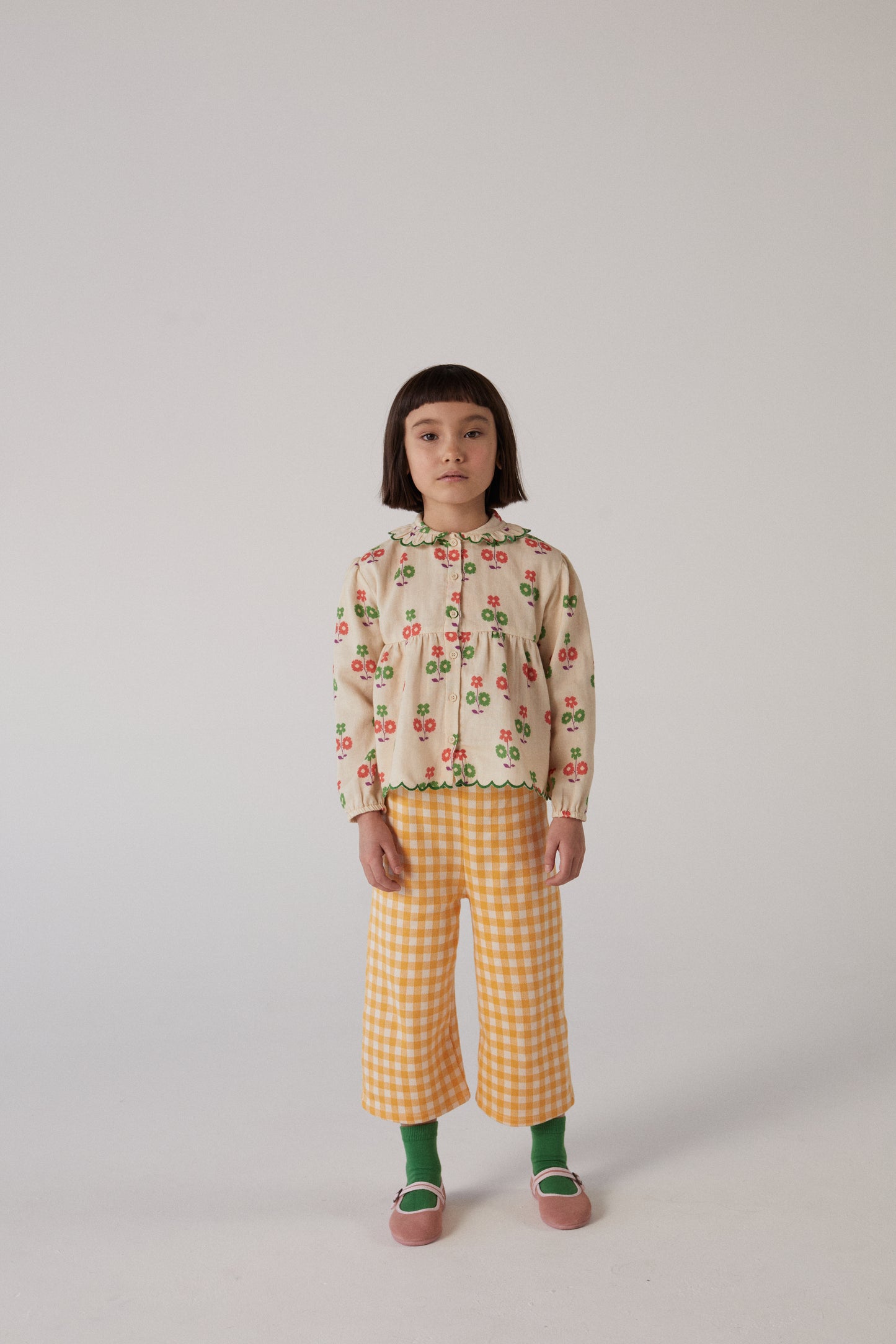 Hello Simone 黃色格紋長褲 (3Y&4Y)