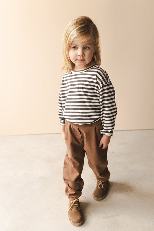 Phil&Phae 100%有機棉Oversized 黑白條紋薄長袖上衣 (2Y~10Y)