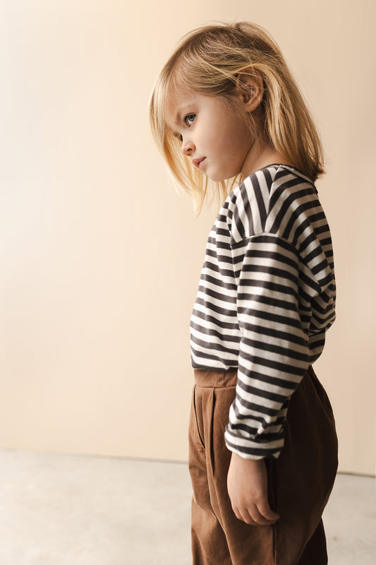 Phil&Phae 100%有機棉Oversized 黑白條紋薄長袖上衣 (2Y~10Y)