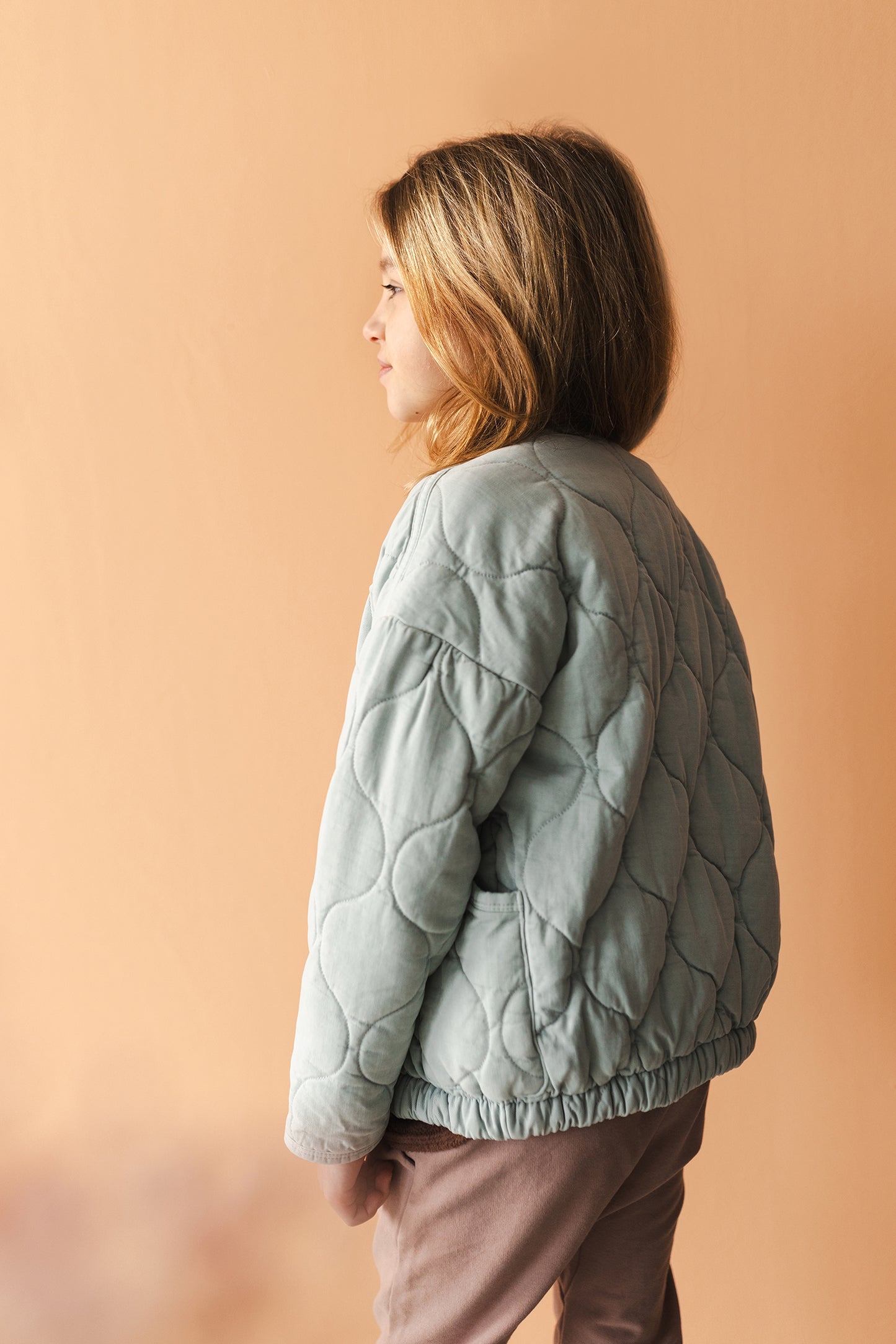 Phil&Phae 有機棉天絲混紡衍縫外套 Quilted Jacket- 霧灰藍 4Y & 6Y (各最後一件)