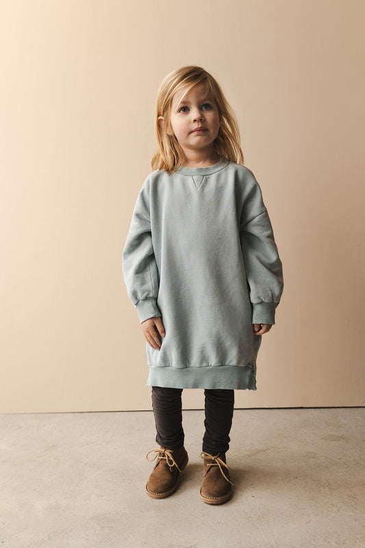 Phil&Phae 100%有機棉長版大學T/洋裝 - 霧灰藍 (現貨尺吋2Y~4Y)