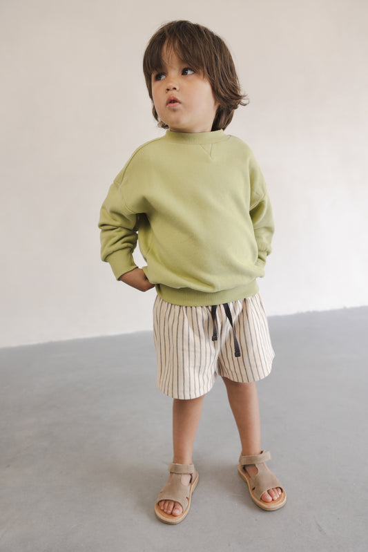 Phil&Phae 有機棉條紋寬版短褲/海灘褲 2Y & 4Y