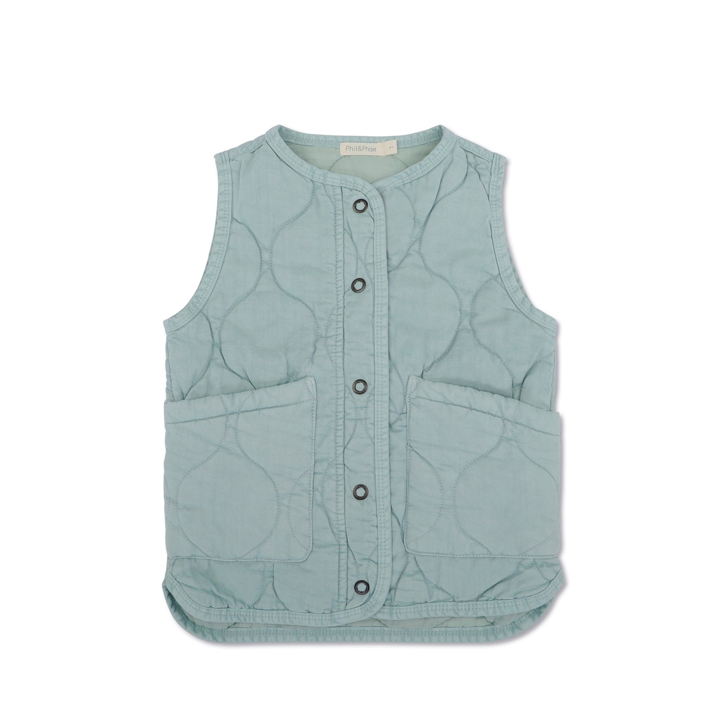 Phil&Phae 有機棉天絲混紡衍縫背心外套 Quilted vest- 霧灰藍 2Y~6Y