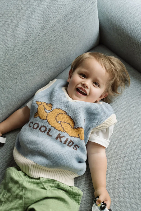 (預購) Happymess 100%有機棉針織背心 - 小臘腸狗 1Y~8Y