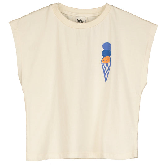 Lotiekids 100% 有機棉 ICE CREAM OFF WHITE TSHIRT4-5Y