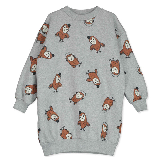 Lotiekids 有機棉長版大學T/洋裝 - 一群戴耳機的貓頭鷹 2-3Y&6-7Y