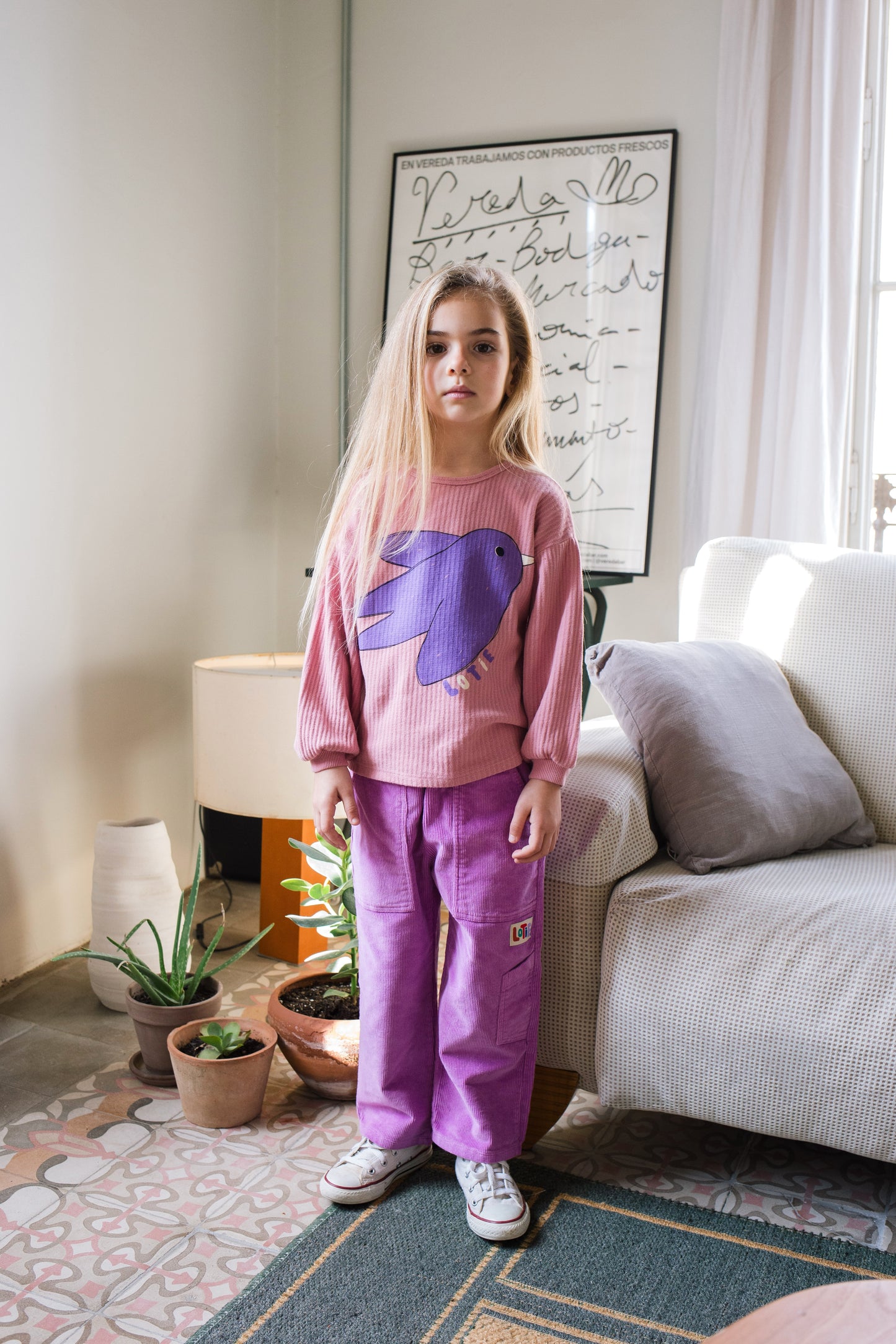 (預購)Lotiekids 100%有機棉薄長袖上衣BIRD TEXTURED ROSE TSHIRT 2Y~11Y