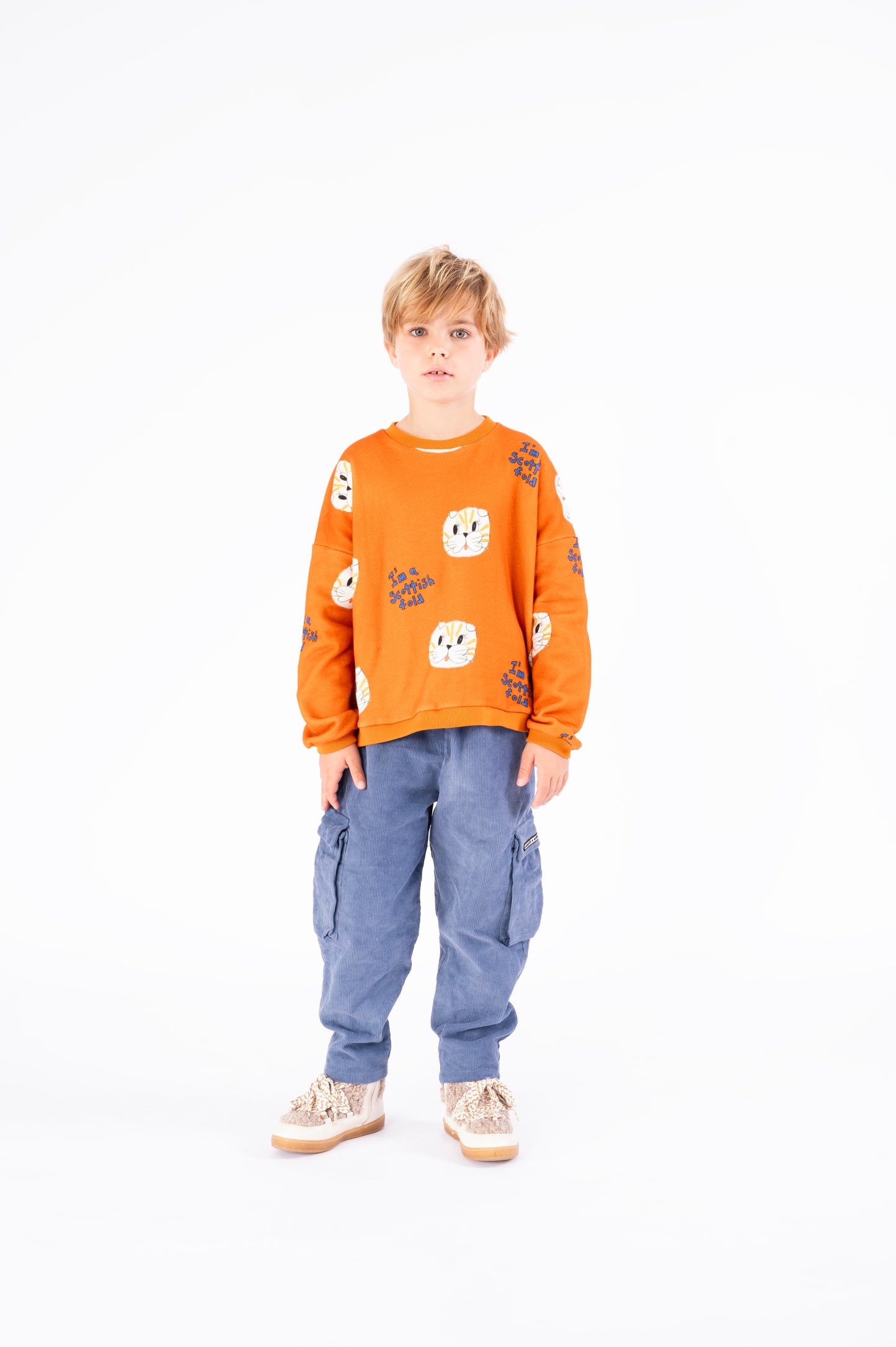Wander & Wonder 100%有機棉大學T -蘇格蘭摺耳貓 3-4Y & 5-6Y (各最後一件)