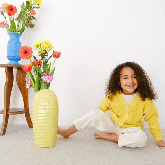 Poudre Organic 有機純棉針織外套 亮黃 3Y & 4Y (各最後一件)