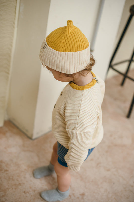 Bayiri 有機棉針織帽  - GOLD & MILK 6-12M  (最後一件)