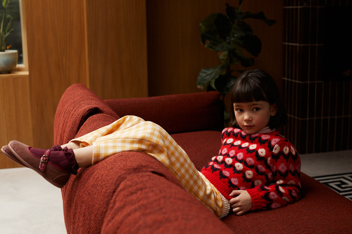 Hello Simone 黃色格紋長褲 (3Y&4Y)