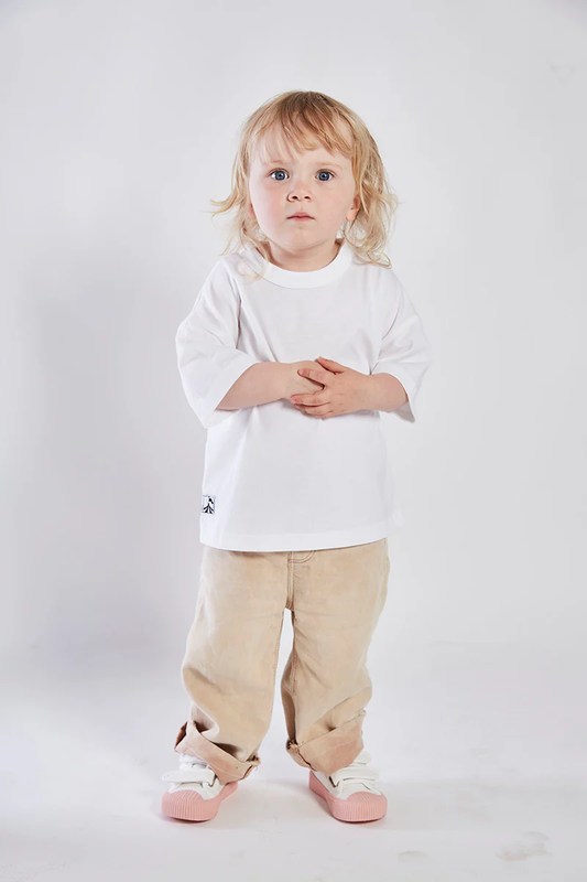 Dinky Circus 100% 有機棉白色短袖T-shirt - BASIC TEE (3Y~6Y)