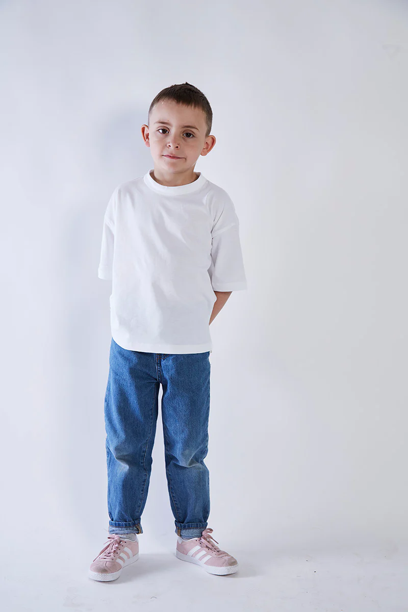 Dinky Circus 100% 有機棉白色短袖T-shirt - BASIC TEE (3Y~6Y)