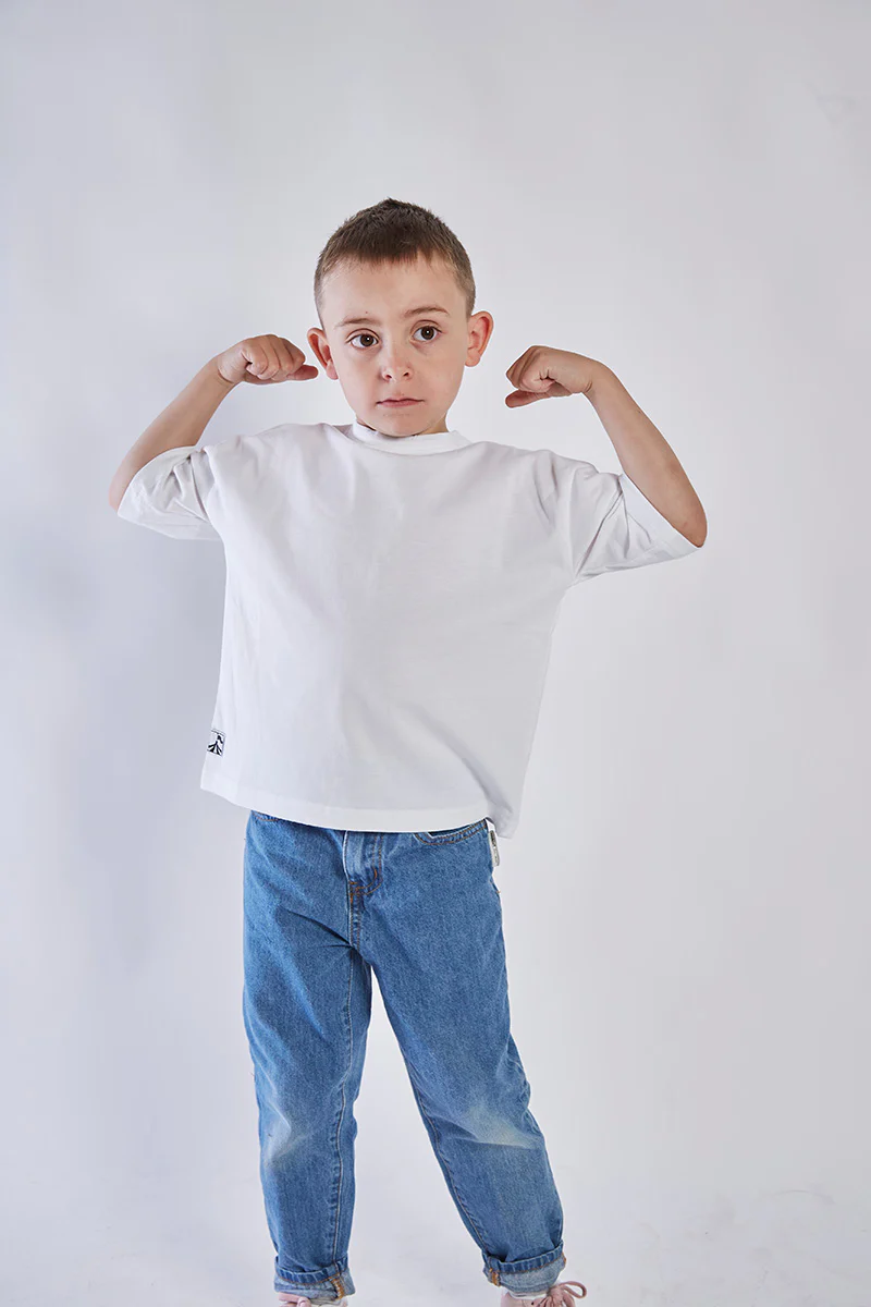 Dinky Circus 100% 有機棉白色短袖T-shirt - BASIC TEE (3Y~6Y)