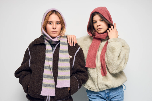 Happymess 成人連帽圍巾 Woolen Hood with Scarf - Cozy Stripes (單一尺寸)