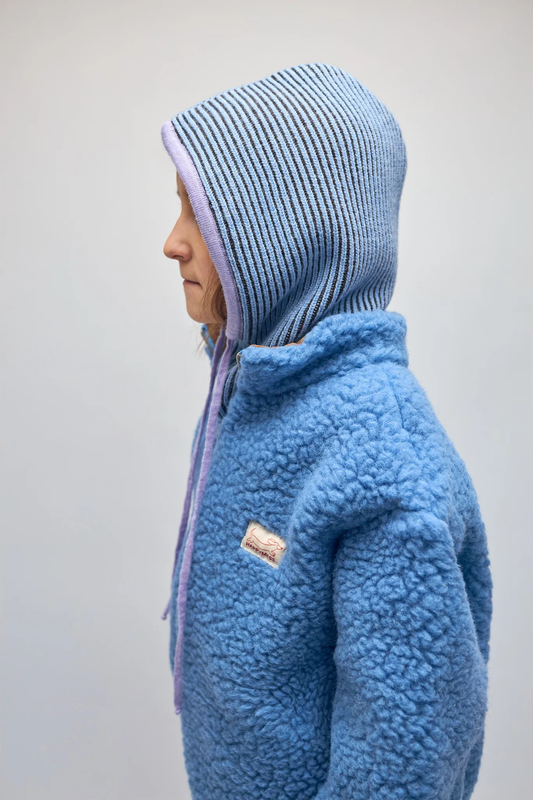 Happymess Extra Fine美麗諾羊毛Balaclava頭套帽 - icy stripes (單一尺寸/成人可戴)