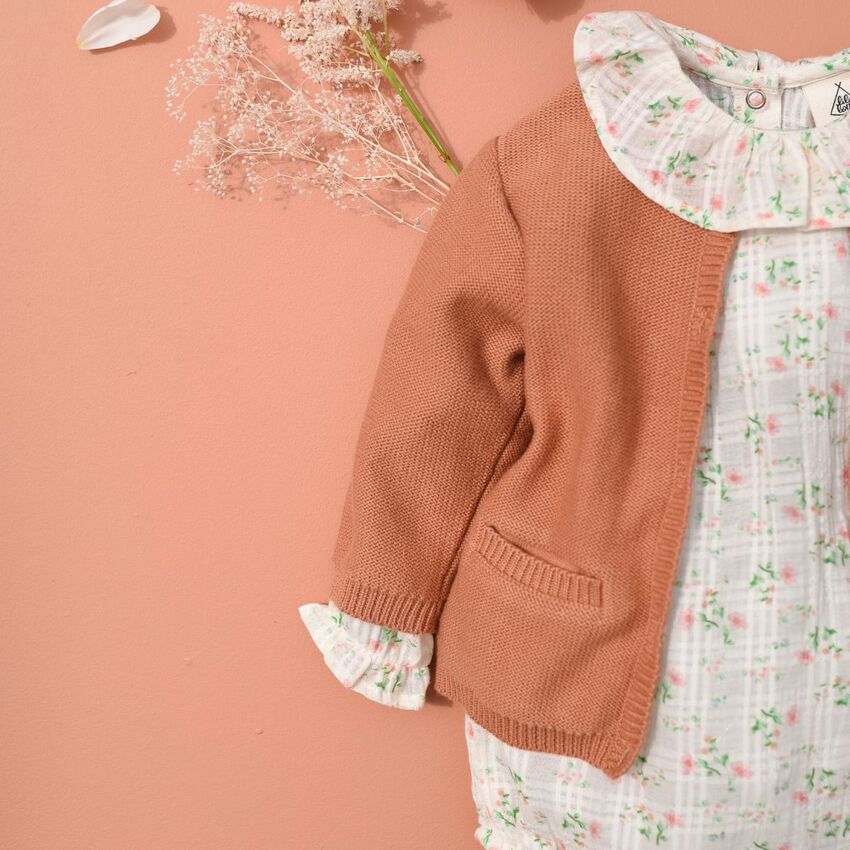 Lililotte 100%純棉緹花棉紗薄長袖連身包屁衣 (9-12M & 12-18M)