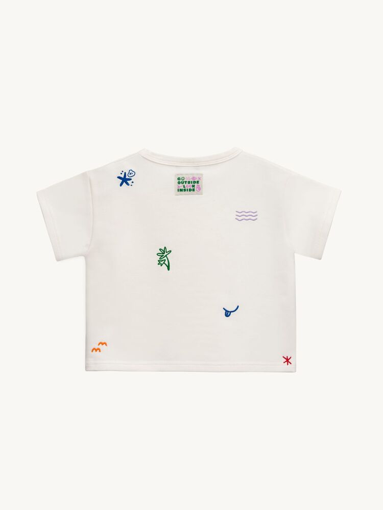 Happymess 有機棉經典短袖T-shirt - 可愛刺繡圖案 (1Y~8Y)