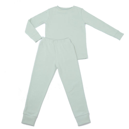 Orbasics 有機棉秋冬睡衣套組 (長袖上衣 +長褲) 湖水綠 1-2Y & 9-10Y (各最後一件)