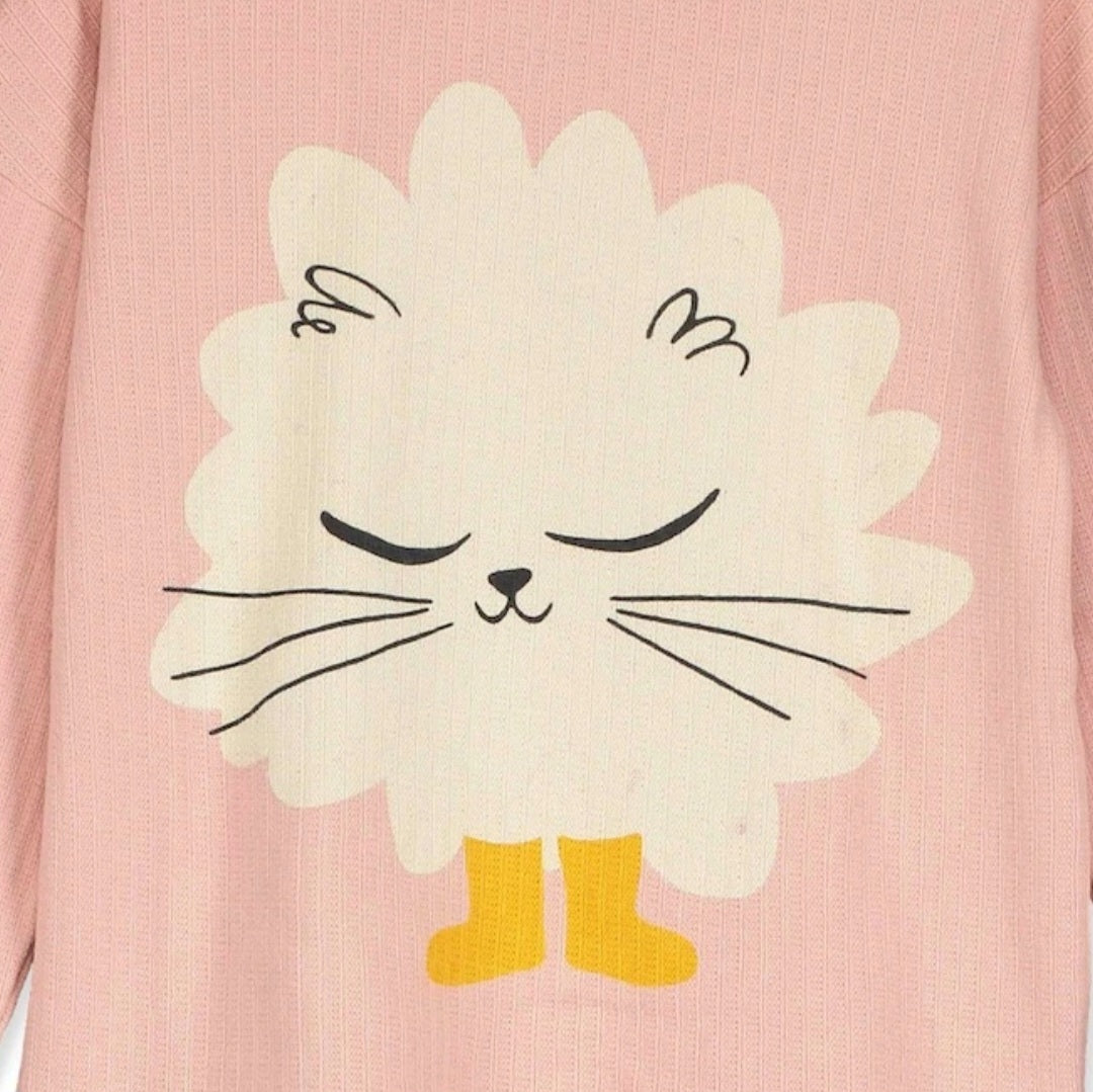 Lotiekids 有機棉薄長袖T-shirt - 穿靴子的小貓 (2-7Y)