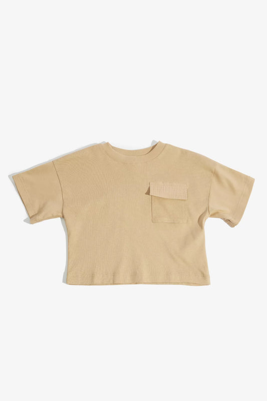 Studio Koter 100%有機棉Rory OVERSIZED 口袋短袖Tshirt - BEIGE 6-7Y (最後一件)