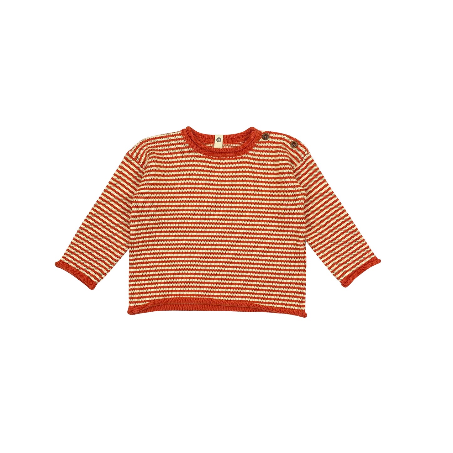 Bayiri 100%有機棉長袖條紋上衣 - RED & SAND 12M (最後一件)