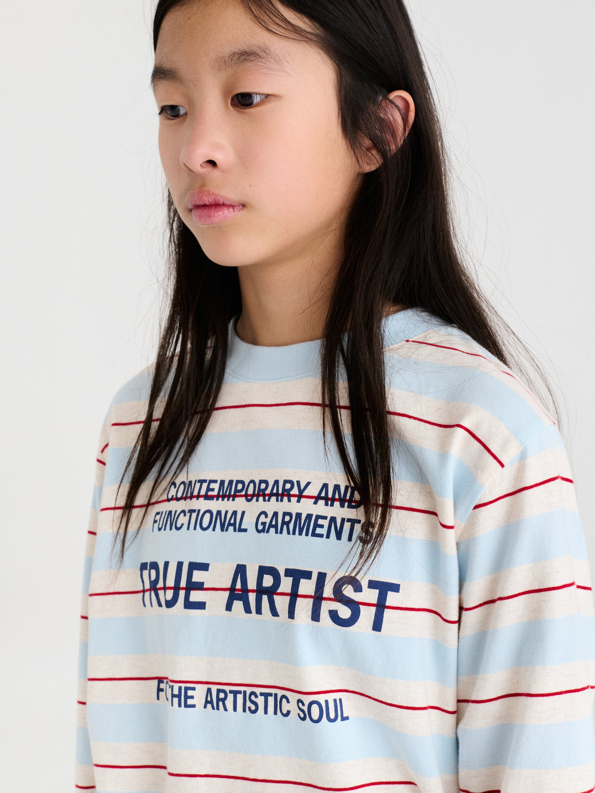True Artist 100% 純棉撞色不規則條紋長袖 T-shirt ❘ 現貨尺寸: 4Y~9Y