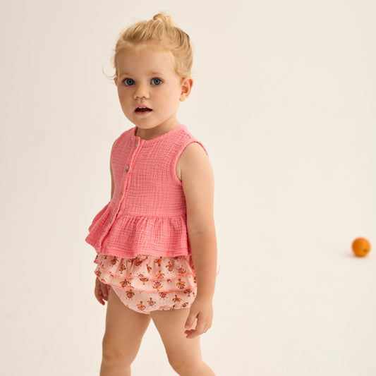 Cozmo 100%純棉棉紗無袖上衣- baby 款 -candy pink ❘ 現貨尺寸: 12M & 24M