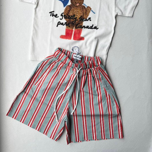 Tom&Boy 100% 純棉復古直條紋柔軟短褲 ❘ 現貨尺寸:4Y~8Y