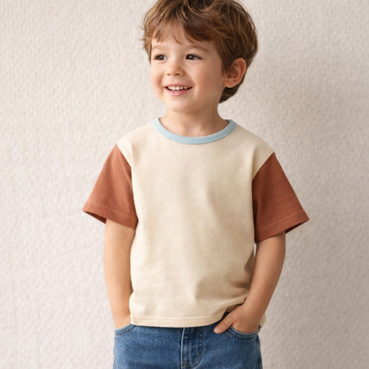 Orbasics 100%有機棉短袖撞色 T-shirt ❘ 現貨尺寸: 2Y~12Y