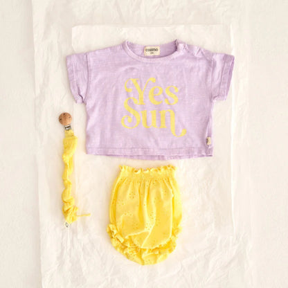 Cozmo 100%竹節棉短袖 T=shirt - Yes Sun - Lavender ❘ 現貨尺寸: 12M & 24M