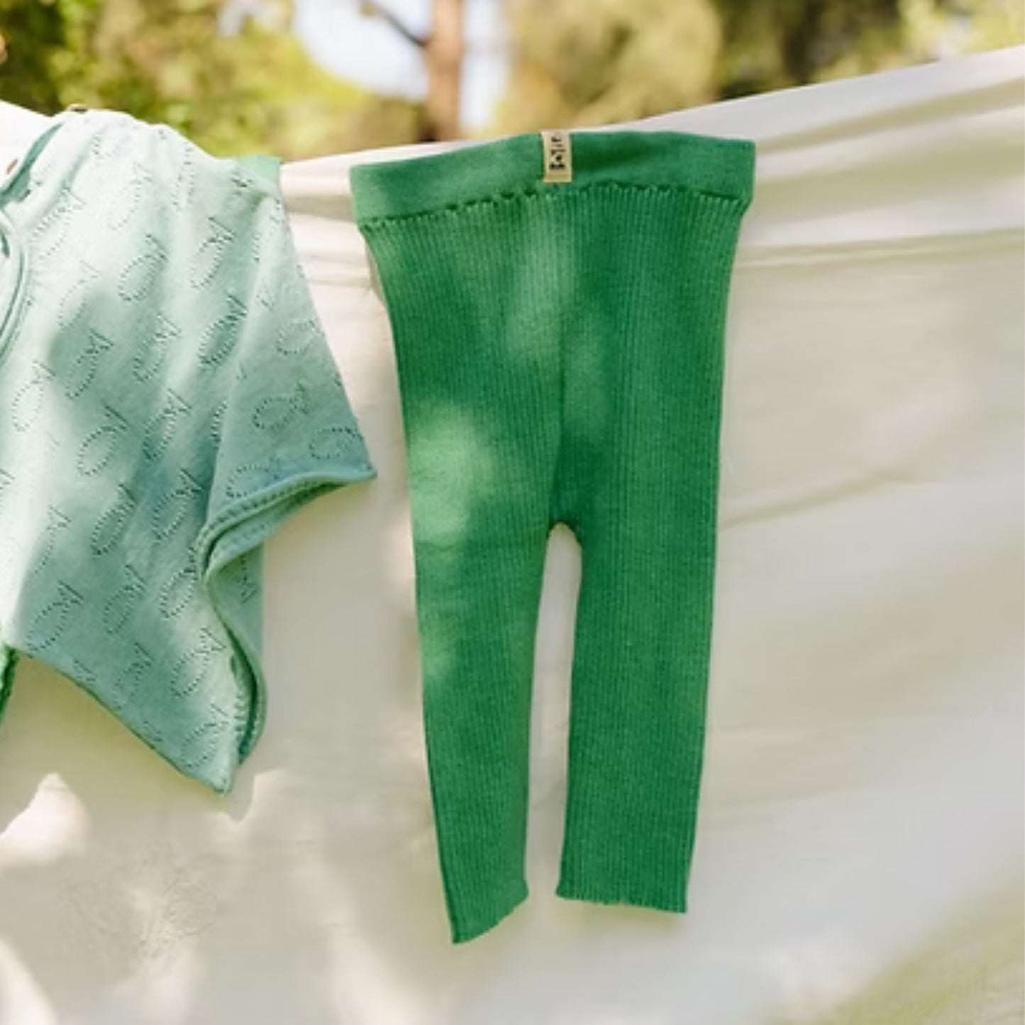 Bayiri 100%有機棉薄針織長褲 Green Jungle Pants ❘ 現貨尺寸: 12M & 2Y