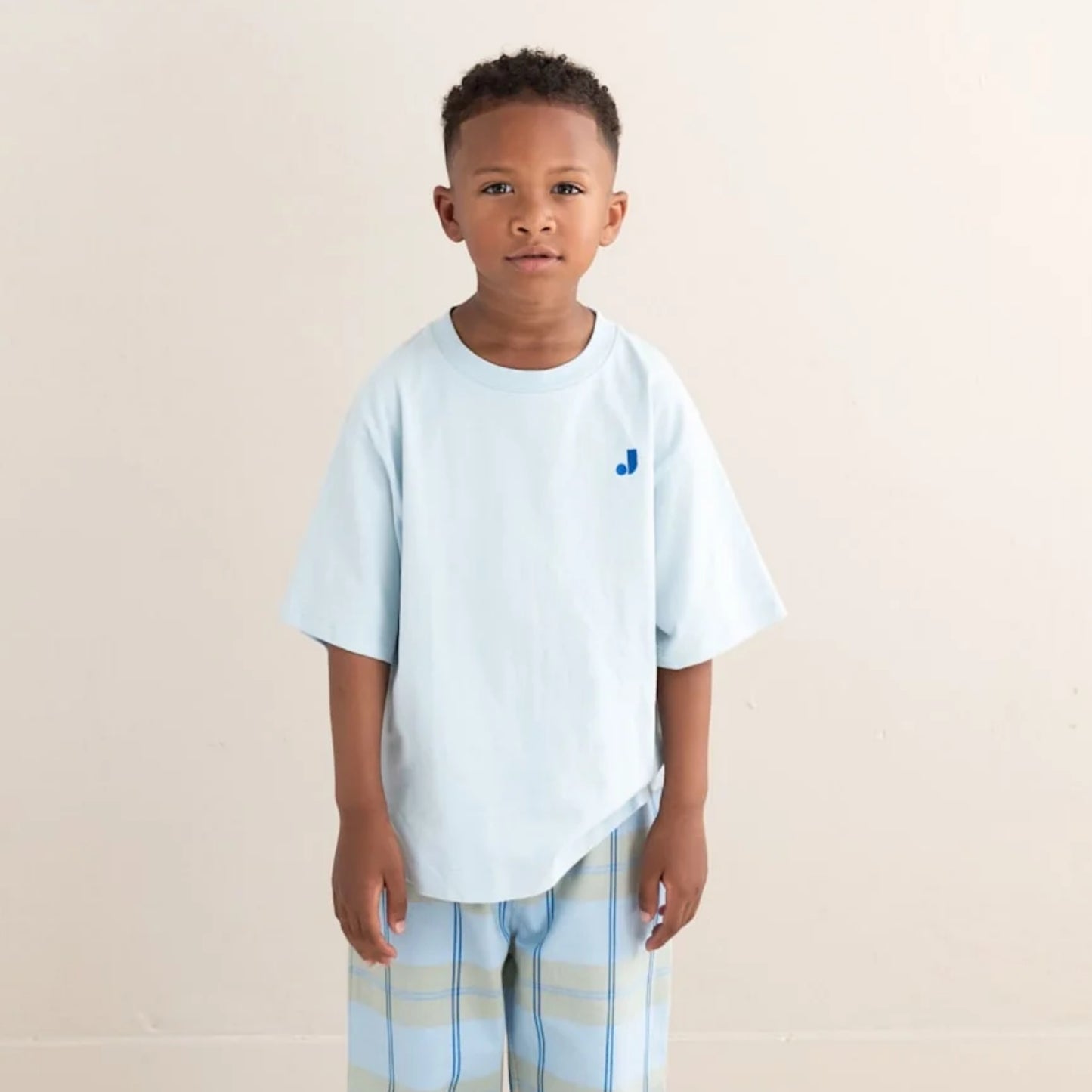 Jenest 100%有機棉寬版短袖 MASE T-shirt — Water Blue ❘ 現貨尺寸: 2Y~10Y