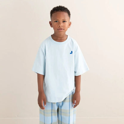 Jenest 100%有機棉寬版短袖 MASE T-shirt — Water Blue ❘ 現貨尺寸: 2Y~10Y