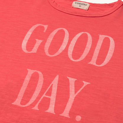 Cozmo 100%純竹節棉短袖Good Day  T-shirt - tomato ❘ 現貨尺寸: 3Y~8Y