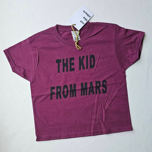 Young Double - 100%純棉 From Mars 中性短袖酒紅 T-shirt ❘ 現貨尺寸:3Y~8Y