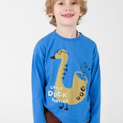 Lotiekids 有機棉"鴨子音樂會"薄長袖 T-shirt ❘ 現貨尺寸：2Y~7Y