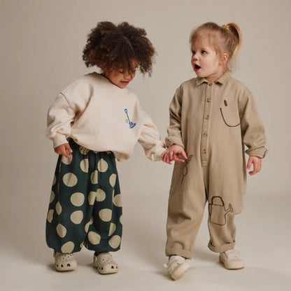 Claude&Co. 100%有機棉 Emerson 綠色點點縮口氣球長褲 - Kale Polka  ❘ 現貨尺寸: 2-3Y & 3-4Y