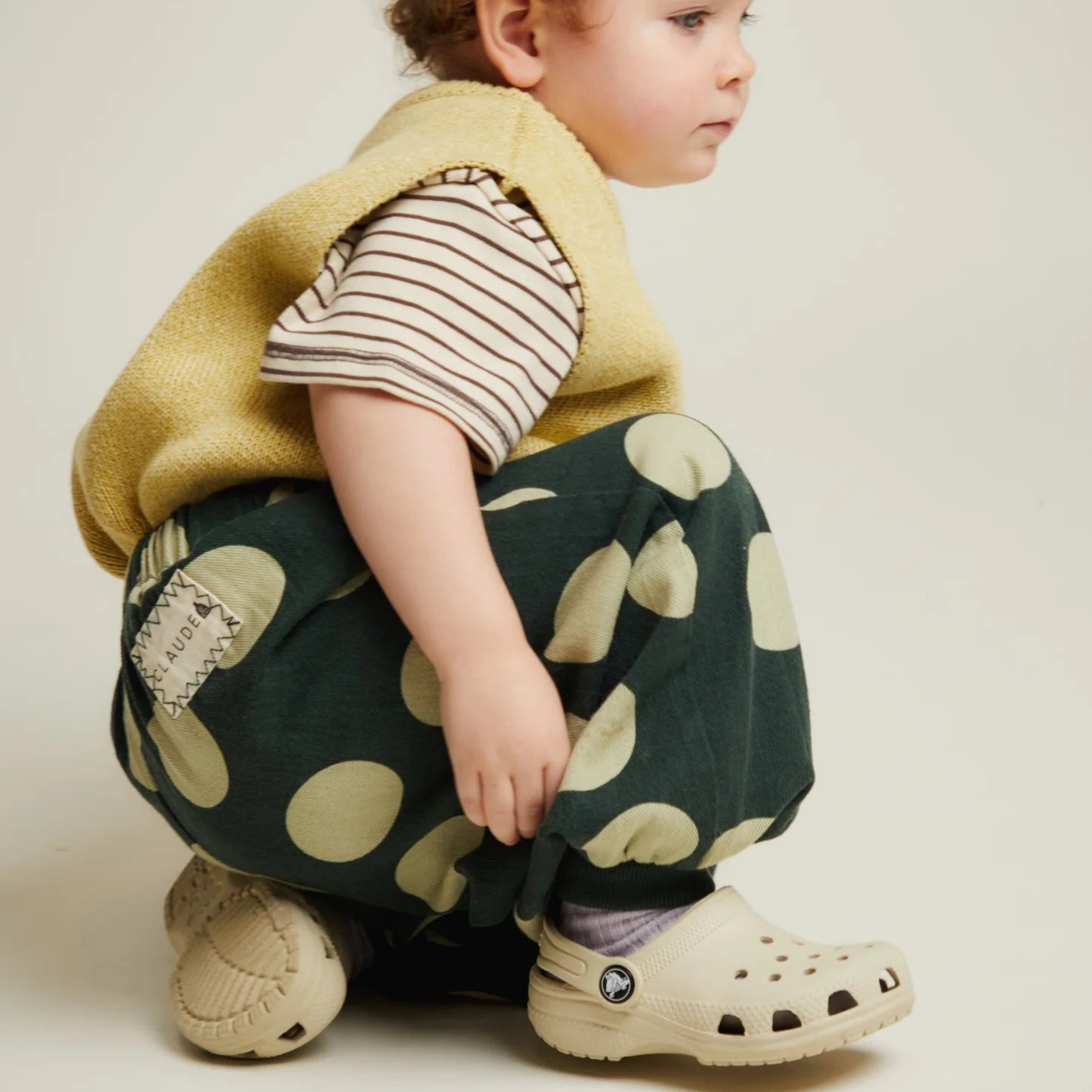 Claude&Co. 100%有機棉 Emerson 綠色點點縮口氣球長褲 - Kale Polka  ❘ 現貨尺寸: 2-3Y & 3-4Y