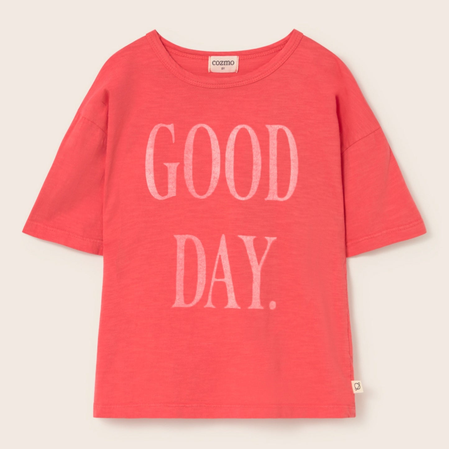Cozmo 100%純竹節棉短袖Good Day  T-shirt - tomato ❘ 現貨尺寸: 3Y~8Y